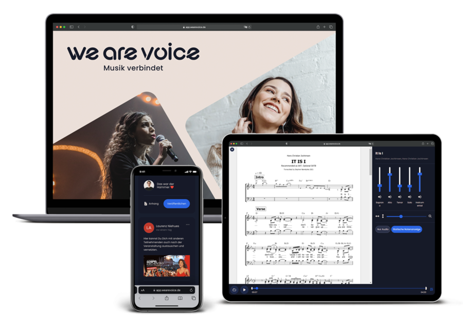 We Are Voice Browserbasiertes Online-Angebot zum Proben für Chöre und SängerInnen